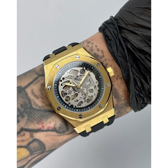 Custom Seiko Mod • Silver Skeleton Gold AP • 42mm
